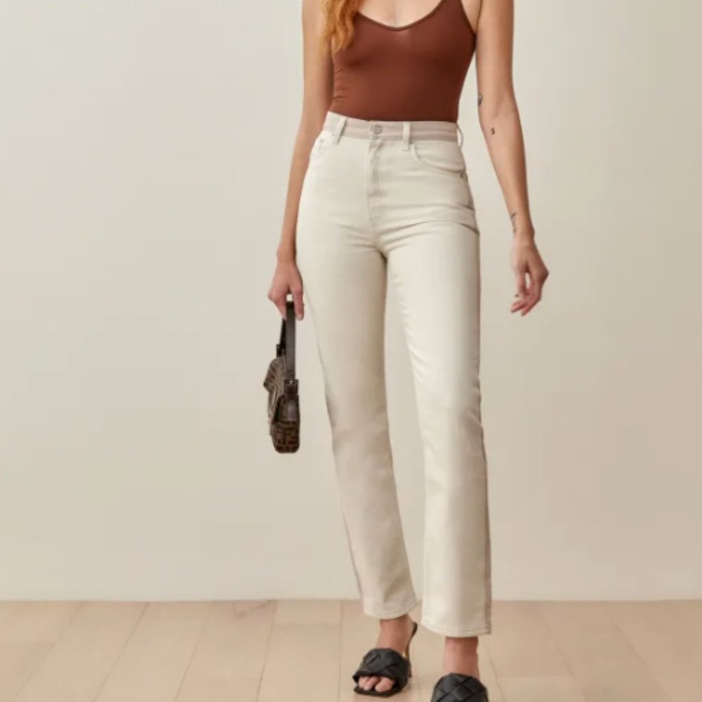 NWT Reformation Cynthia Tonal Reworked High Rise Straight Jeans - Picture 4 of 8